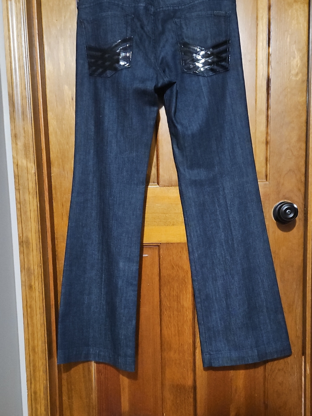 7 For All Mankind Dojo Low-Rise Flare Trouser Denim Jeans-NWOT - Picture 6 of 11